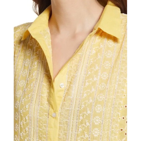 Area Stars Luna Dress Yellow Eyelet Puff Sleeve Midi Dress Cottagecore NWT L - Picture 9 of 11